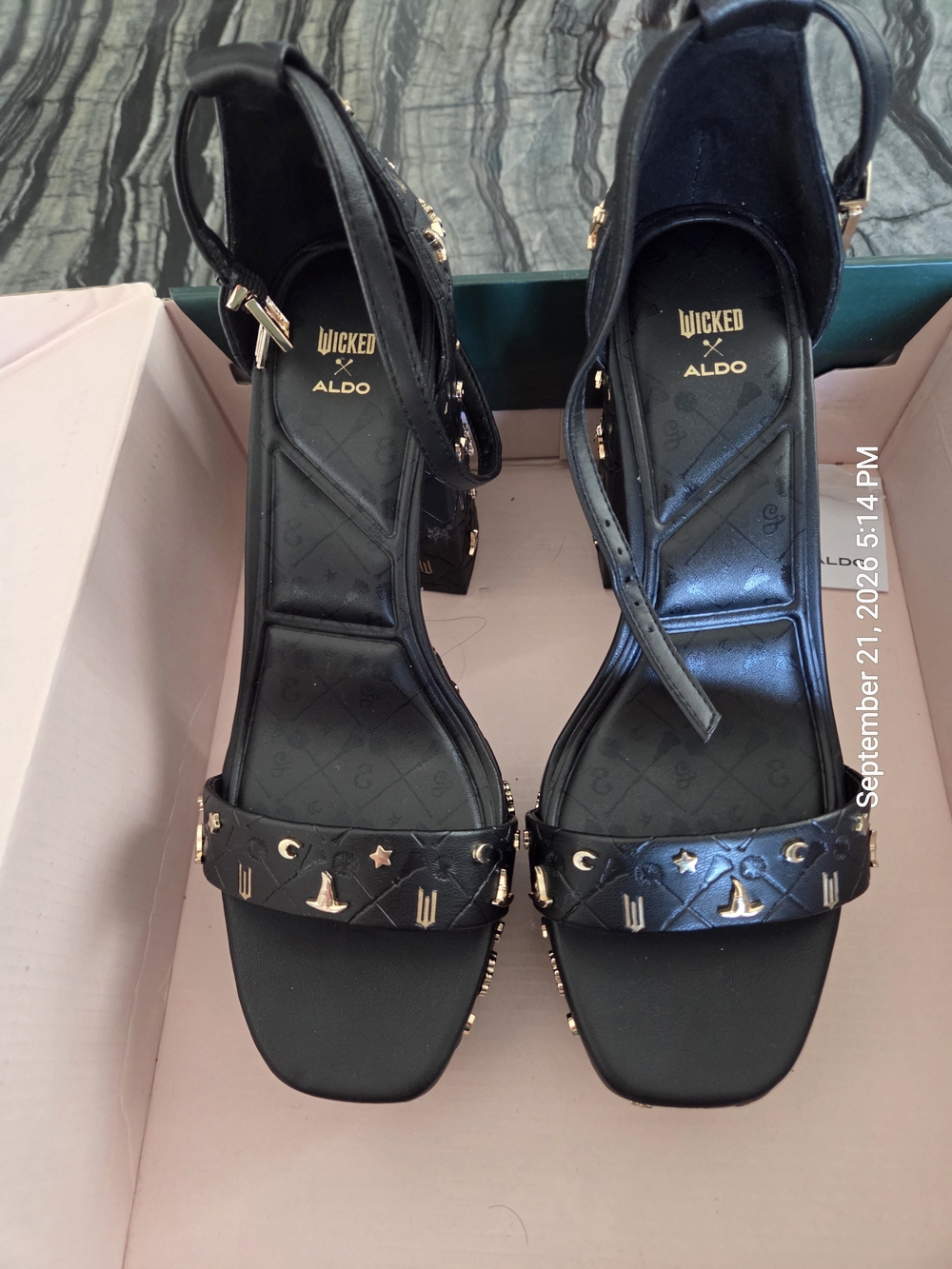 Aldo Wicked Take Flight Black Studded Ankle-Strap, Elphaba, Wicked, Original Box